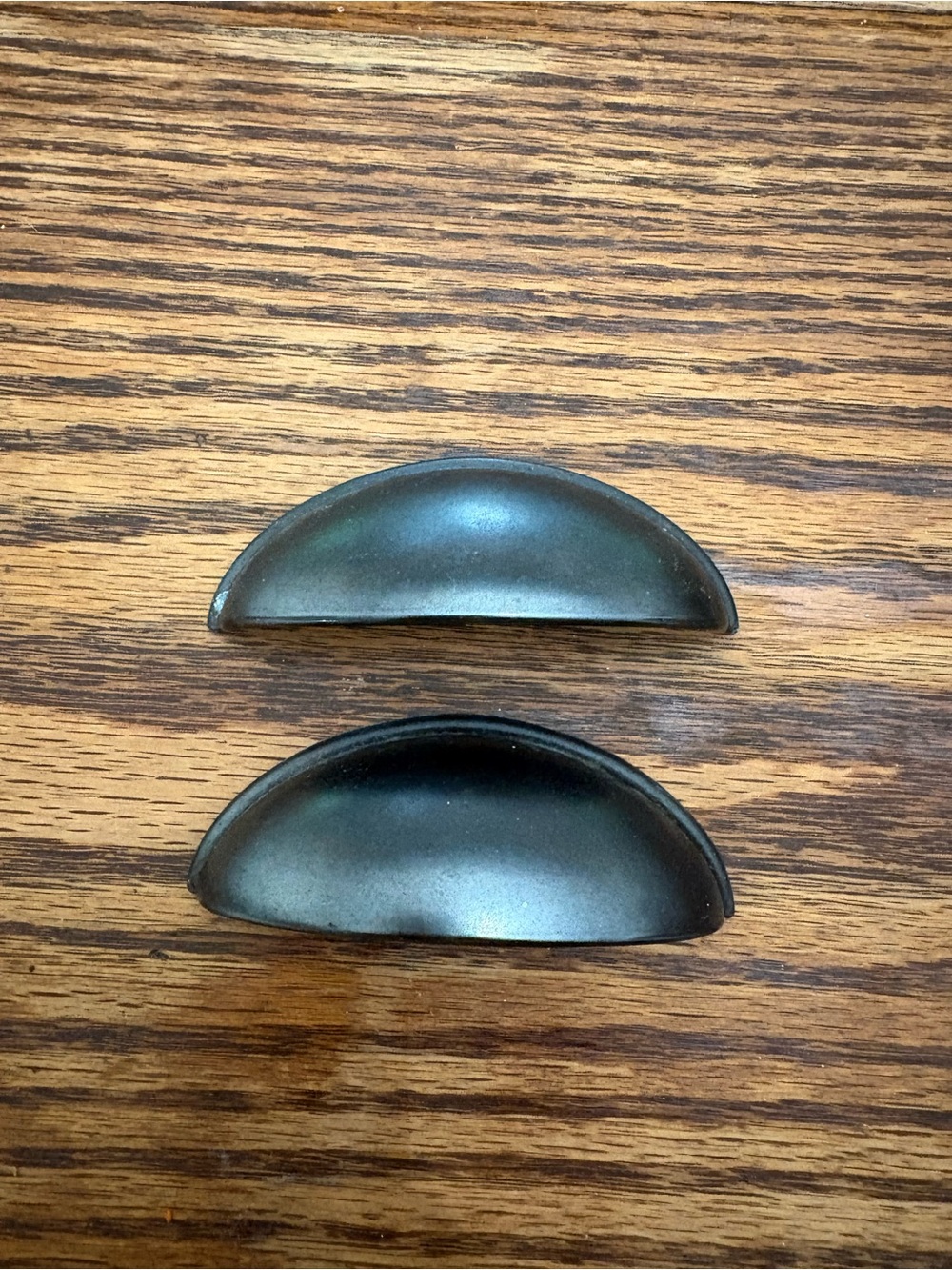 Set of 2 half-moon bin cup drawer pulls